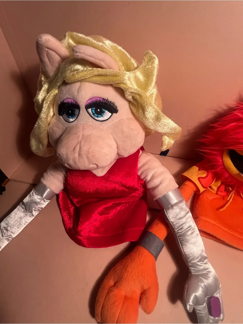 Miss Piggy and Animal Plush Puppet Set - set of 2 hand puppets 🎀🎸